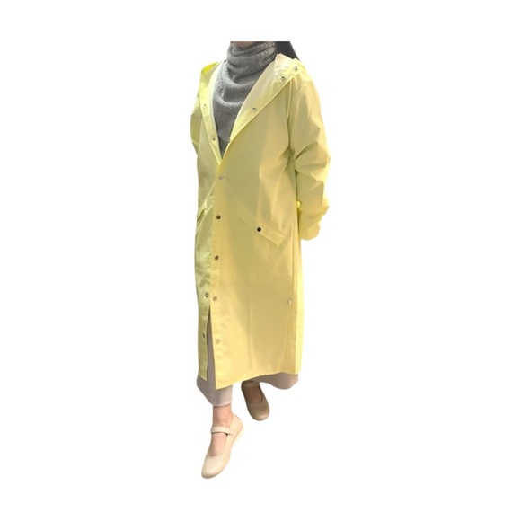 NWT Rains Long Jacket In Straw Yellow - Picture 6 of 8